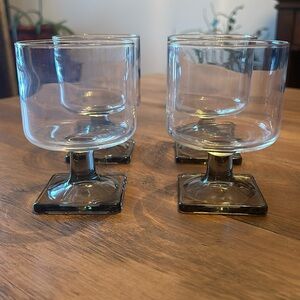 Set of 4 Vintage “Nordic Midnight” Smoke Wine Goblets By Federal Glass 8 Oz.